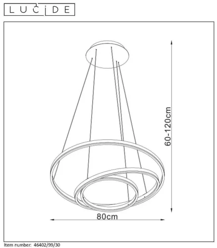 Светильник подвесной LED Triniti 46402/99/30 Lucide чёрный на 3 лампы, основание чёрное в стиле современный кольца фото 7